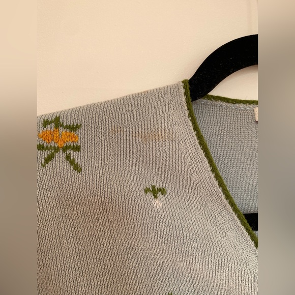 FP Rare Sage Green Embroidered Cropped Cardigan Top - Picture 3 of 7